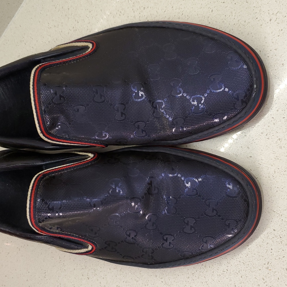 GUCCI Dark Blue Slip-On Loafers (sz 8) - Picture 4 of 11